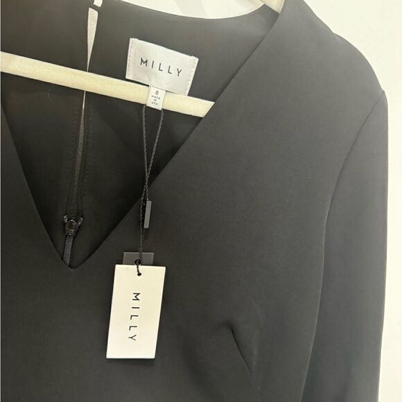 NWT Milly Nicole Flutter Bell Sleeve Black Dress - Picture 7 of 10